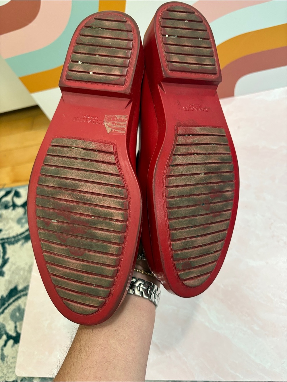 Coach Red Gloss Tyler Rain Boots 10B - Picture 8 of 8